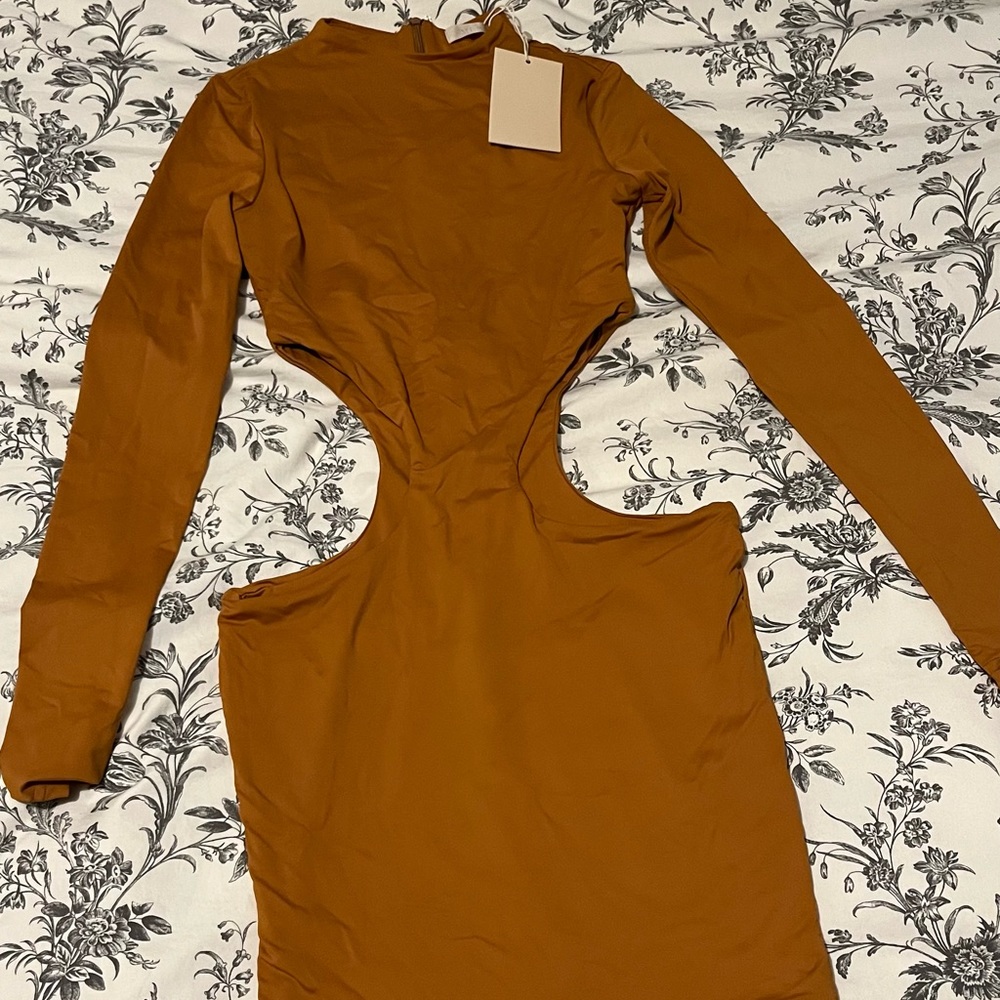 Meshki Cut Out Side Long Sleeve Mini Dress